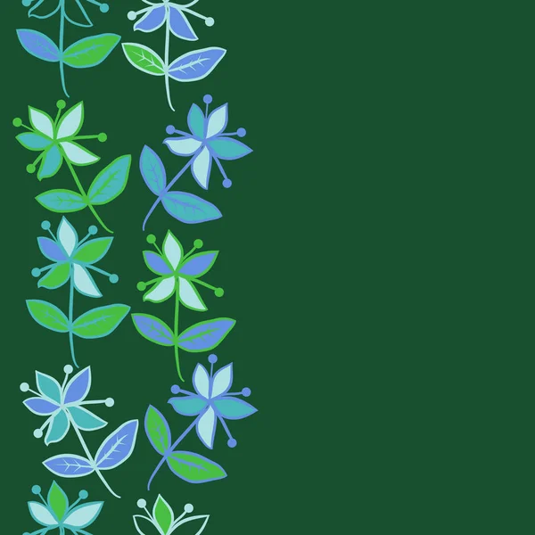 Sömlös Abstrakt Blommönster Med Löv — Stock vektor