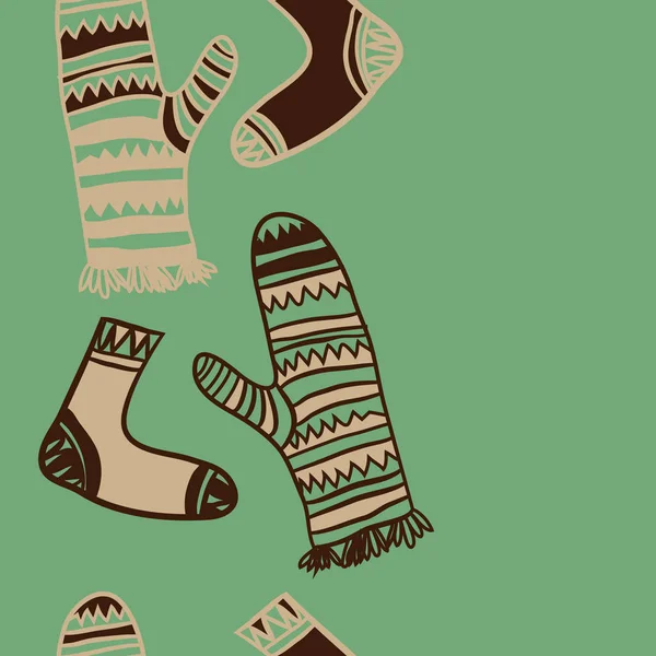 Saçak Çorap Karalama Kopyalama Alanı Ile Eldiven Dikey Dikişsiz Desen — Stok Vektör