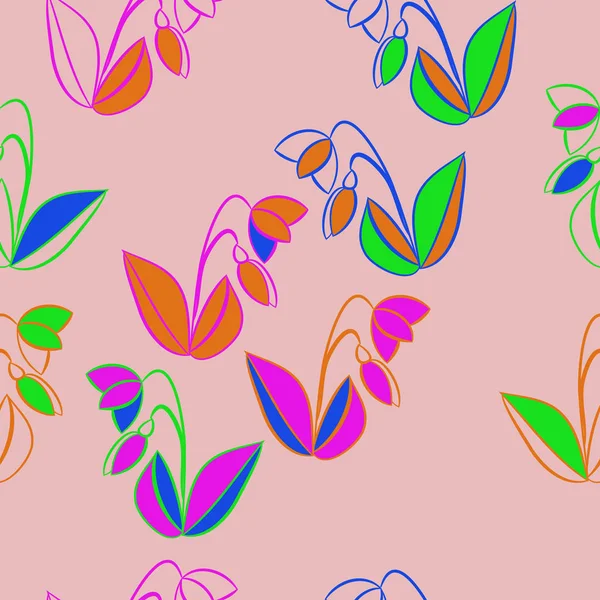 无缝模式的抽象七彩花朵 — 图库矢量图片