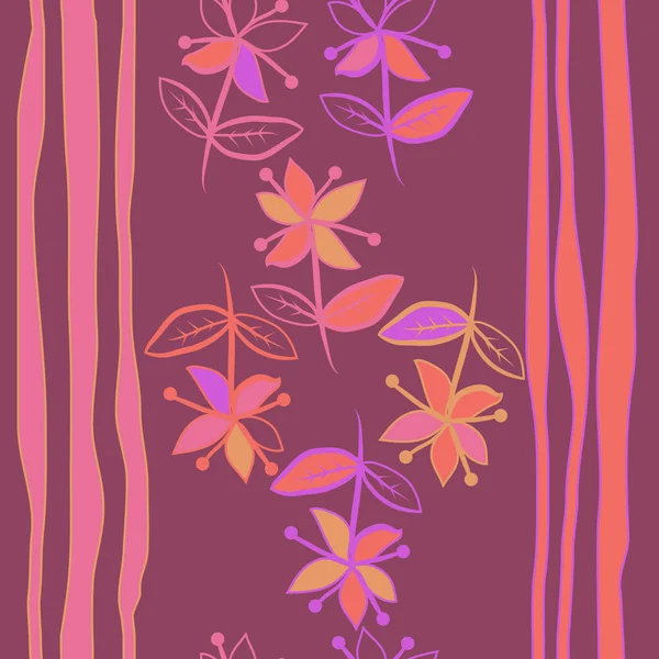 Patrón Floral Sin Costura Abstracto Con Líneas — Archivo Imágenes Vectoriales