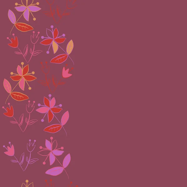 Χωρίς Ραφές Κατακόρυφο Floral Μοτίβο Μουτζούρες Φύλλα Κλαδιά Λουλούδια Σταδάκια — Διανυσματικό Αρχείο
