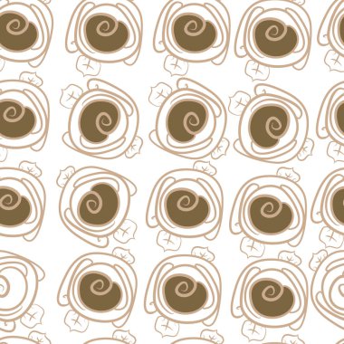 çiçek motifi, stilize pembe, spiraller, yapraklar, şeritler, noktalar, delik, kopya alanı dikişsiz desen.