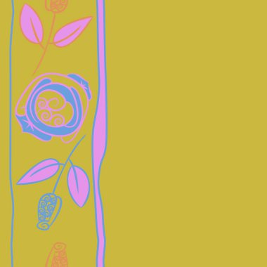 Yaprakları ile soyut basit gül çiçekler Dikişsiz desen