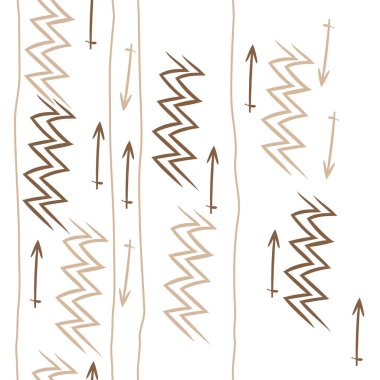 Zodyak işaretleri, doodles, nesne, İkizler, kova, çizgili, nokta, kopya alanı Dikişsiz dikey desen. Vektör çizimi