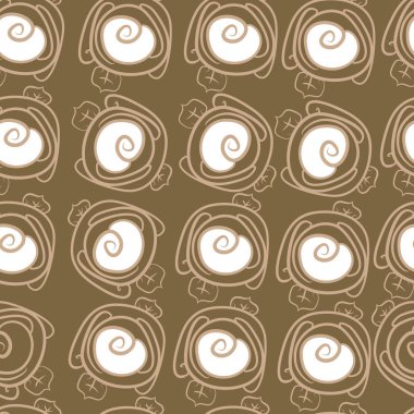 çiçek motifi, stilize pembe, spiraller, yapraklar, şeritler, noktalar, delik, kopya alanı dikişsiz desen.