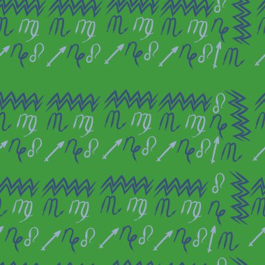 Burçlar, doodles, aslanlar, oğlak, kova, başak, yay, akrep dikişsiz desen. 