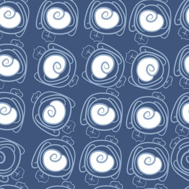 çiçek motifi, stilize pembe, spiraller, yapraklar, şeritler, noktalar, delik, kopya alanı dikişsiz desen.