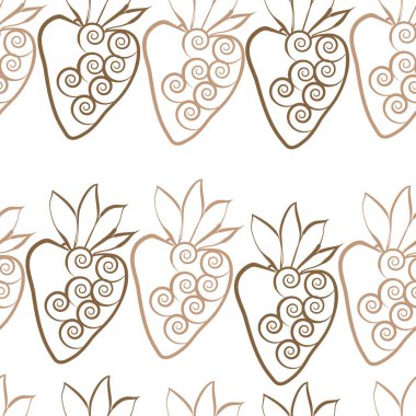 Çilekli kusursuz desen, vektör illüstrasyonu