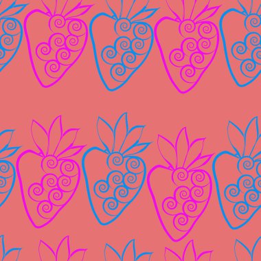 Çilekli kusursuz desen, vektör illüstrasyonu