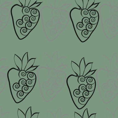 Çilekli kusursuz desen, vektör illüstrasyonu