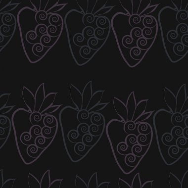 Çilekli kusursuz desen, vektör illüstrasyonu