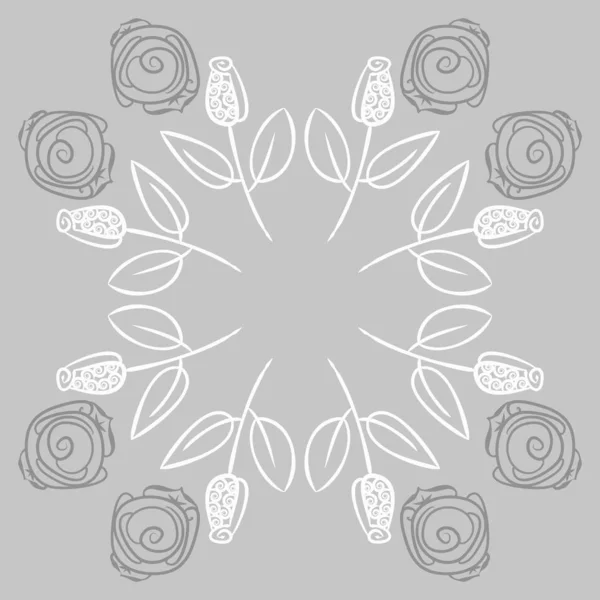 Nahtlose Muster Floraler Motive Kritzeleien Staubgefäße Blätter Tulpen — Stockvektor