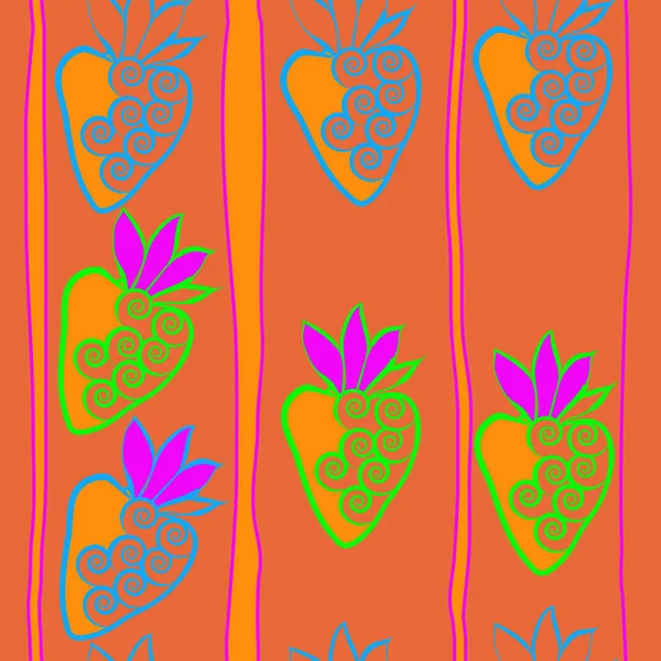 Patrón Sin Costuras Fresas Simples Abstractas — Vector de stock