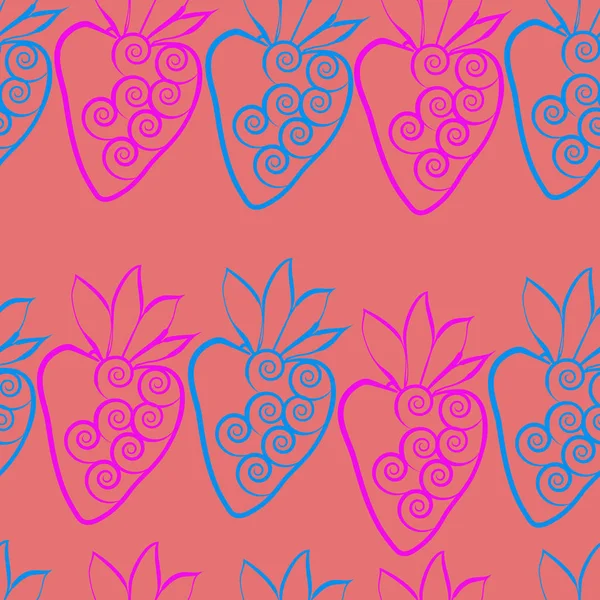 イチゴとシームレスなパターンベクトルイラスト — ストックベクタ