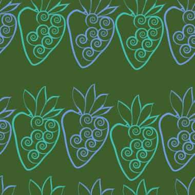 Çilekli kusursuz desen, vektör illüstrasyonu
