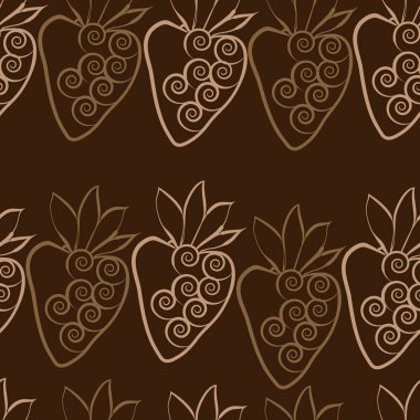 Çilekli kusursuz desen, vektör illüstrasyonu