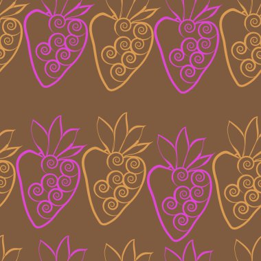 Çilekli kusursuz desen, vektör illüstrasyonu