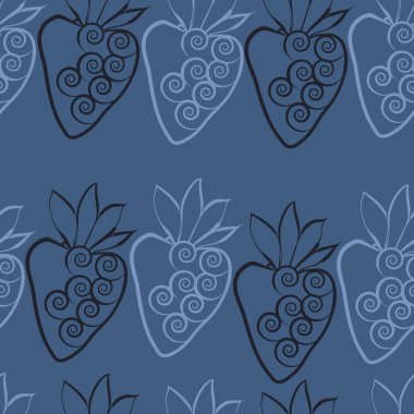 Çilekli kusursuz desen, vektör illüstrasyonu