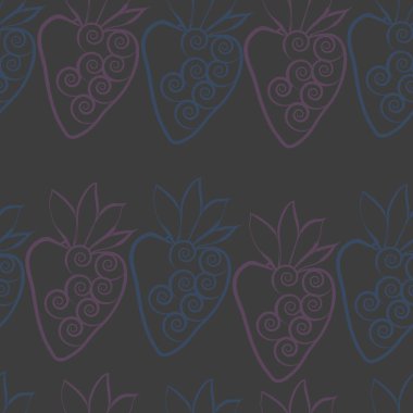 Çilekli kusursuz desen, vektör illüstrasyonu