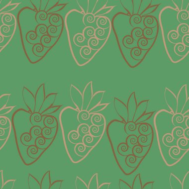 Çilekli kusursuz desen, vektör illüstrasyonu
