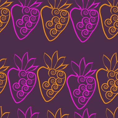 Çilekli kusursuz desen, vektör illüstrasyonu