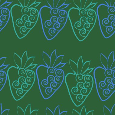 Çilekli kusursuz desen, vektör illüstrasyonu