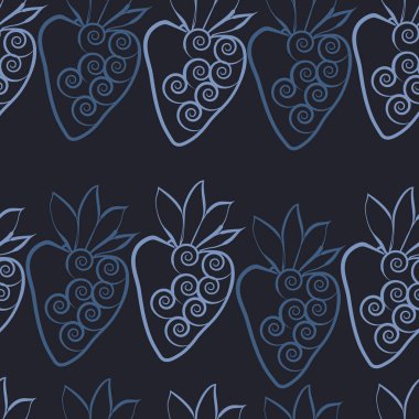 Çilekli kusursuz desen, vektör illüstrasyonu