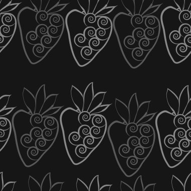 Çilekli kusursuz desen, vektör illüstrasyonu