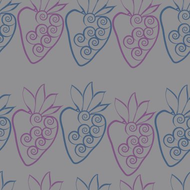 Çilekli kusursuz desen, vektör illüstrasyonu