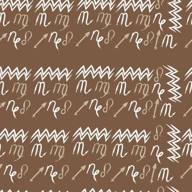 Burçlar, doodles, aslanlar, oğlak, kova, başak, yay, akrep dikişsiz desen. 