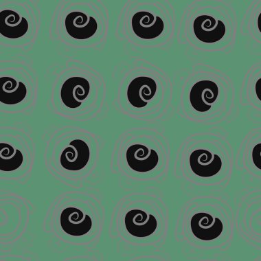 çiçek motifi, stilize pembe, spiraller, yapraklar, şeritler, noktalar, delik, kopya alanı dikişsiz desen.