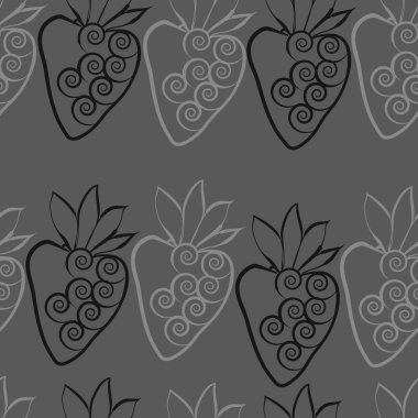 Çilekli kusursuz desen, vektör illüstrasyonu