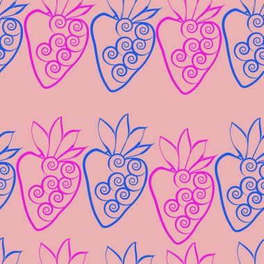 Çilekli kusursuz desen, vektör illüstrasyonu