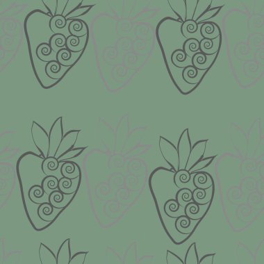 Çilekli kusursuz desen, vektör illüstrasyonu