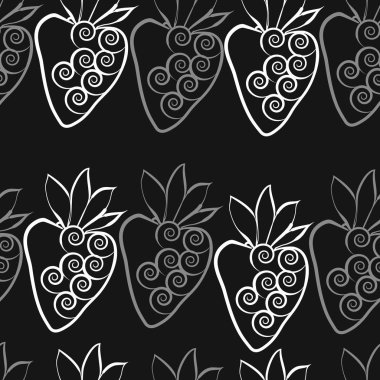 Çilekli kusursuz desen, vektör illüstrasyonu