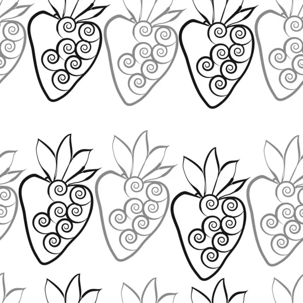 Çilekli kusursuz desen, vektör illüstrasyonu