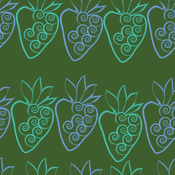 Çilekli kusursuz desen, vektör illüstrasyonu
