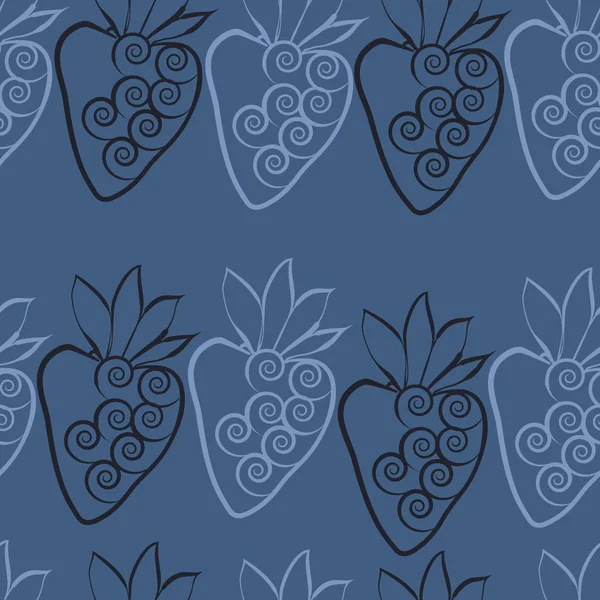 Çilekli kusursuz desen, vektör illüstrasyonu