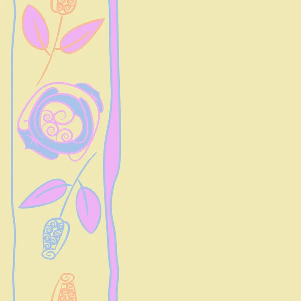 Patrón Sin Costuras Flores Rosas Simples Abstractas Con Hojas — Archivo Imágenes Vectoriales