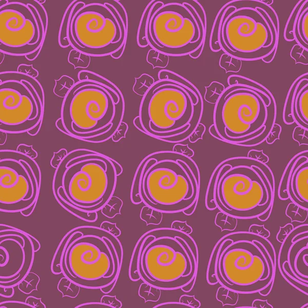 çiçek motifi, stilize pembe, spiraller, yapraklar, şeritler, noktalar, delik, kopya alanı dikişsiz desen.