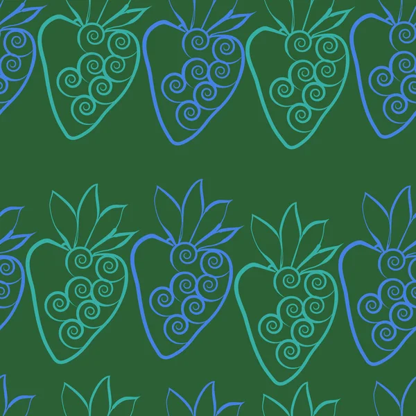 Çilekli kusursuz desen, vektör illüstrasyonu