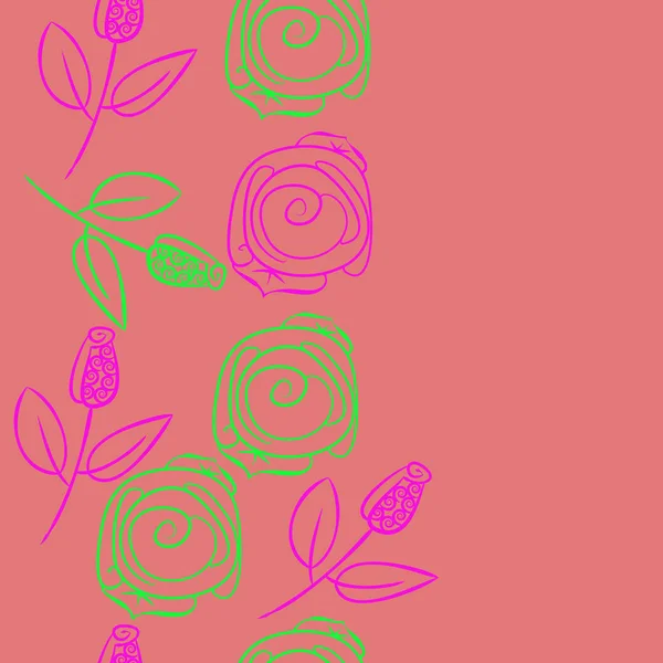 Бесшовный Рисунок Абстрактных Простых Роз — стоковый вектор