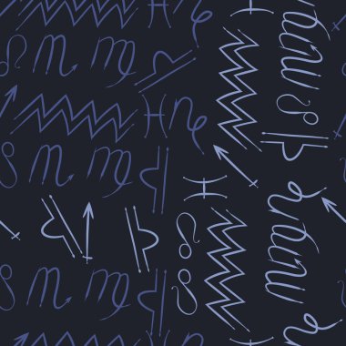 Zodiac Signs Dikişsiz desen. Vektör Illustration