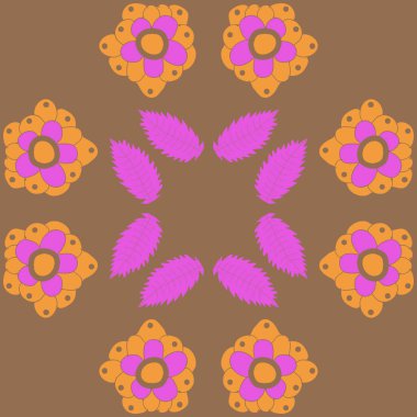 Yaprakları ile çiçek motifi Dikişsiz desen 