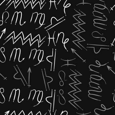 Zodiac Signs Dikişsiz desen. Vektör Illustration