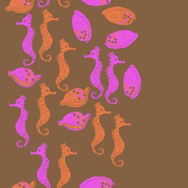 Dikişsiz deniz deseni, vektör çizimi