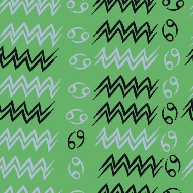 Zodiac Signs ile Dikişsiz desen, vektör illüstrasyon