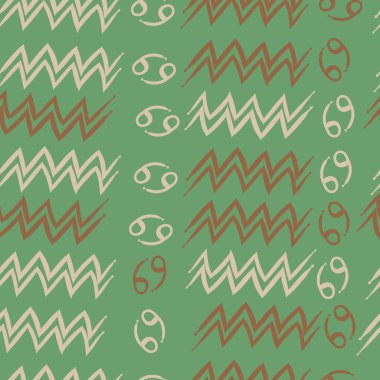 Zodiac Signs ile Dikişsiz desen, vektör illüstrasyon