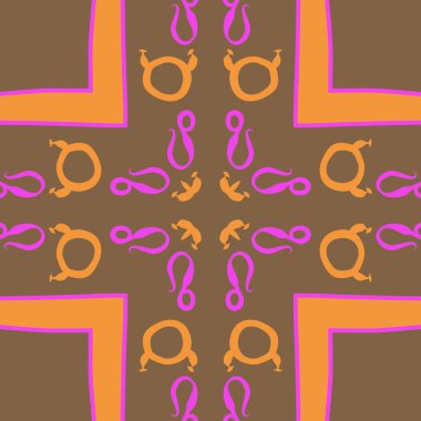 Burç burçları ile dikişsiz soyut desen, Boğa ve Aslan burçları vektör illüstrasyon 