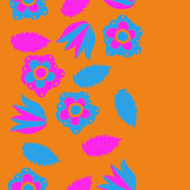 Çizgi sanat bitkileri ile dikişsiz etnik desen